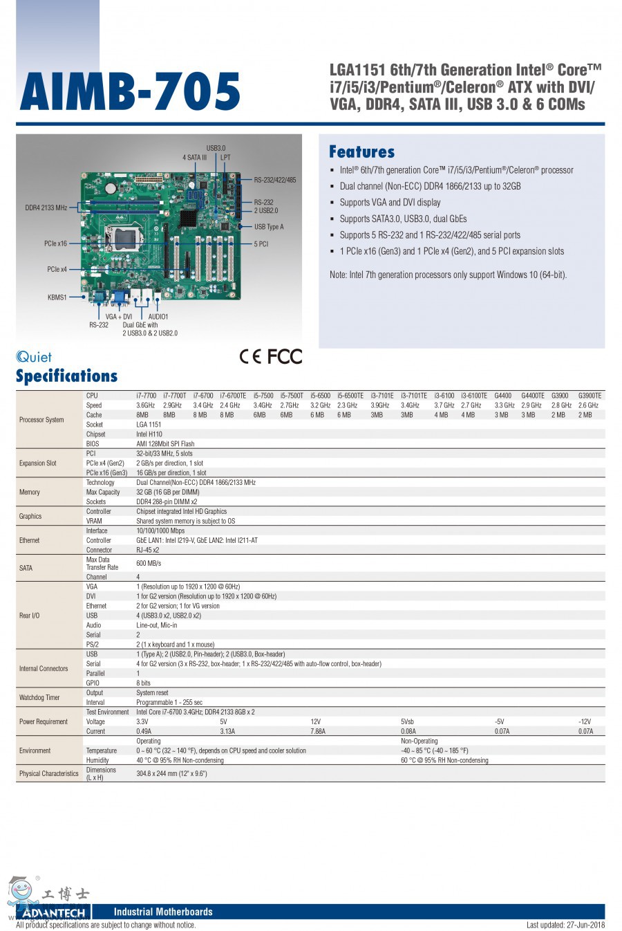 เมนบอร์ด Advantech เมนบอร์ด AIMB-7052