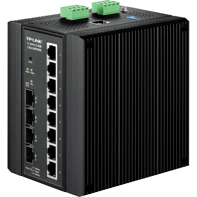 สวิตช์อุตสาหกรรม TP-LINK TL-SH5412 10G สำหรับเครือข่ายสวิตช์อีเทอร์เน็ตอุตสาหกรรม Layer 3 พร้อมการรับส่งข้อมูลที่รวดเร็ว